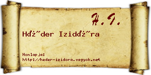 Héder Izidóra névjegykártya